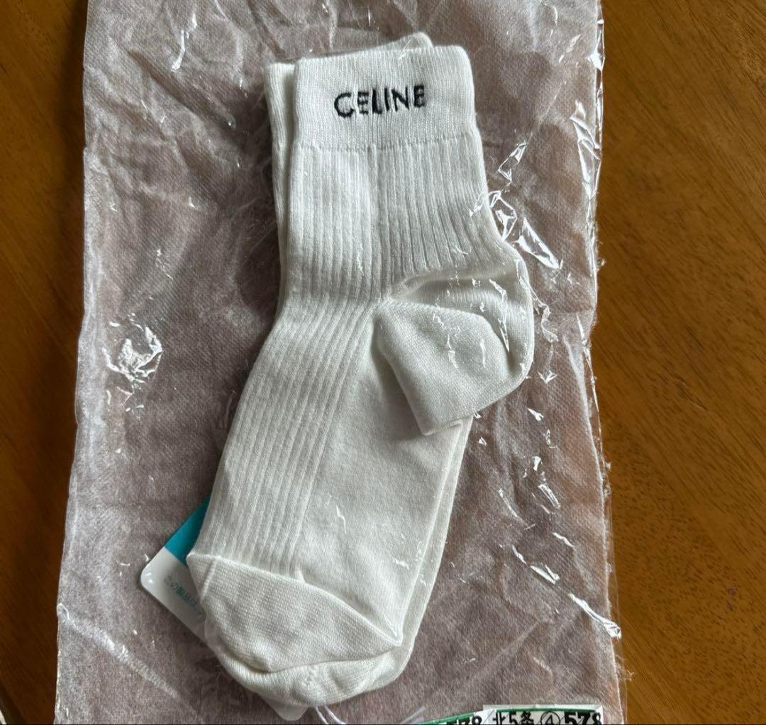CELINE ホワイトリブソックス