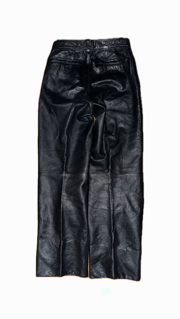 レザーパンツ　牛革　ワイド　ブラック　Gianni Valentino