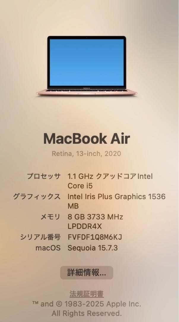 Apple MacBook20208GB 13インチ 初期化済 充放電301回