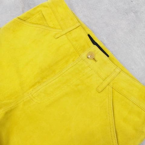 ◇GUCCI イエロースエード トナカイ革 ロールアップ メンズパンツ