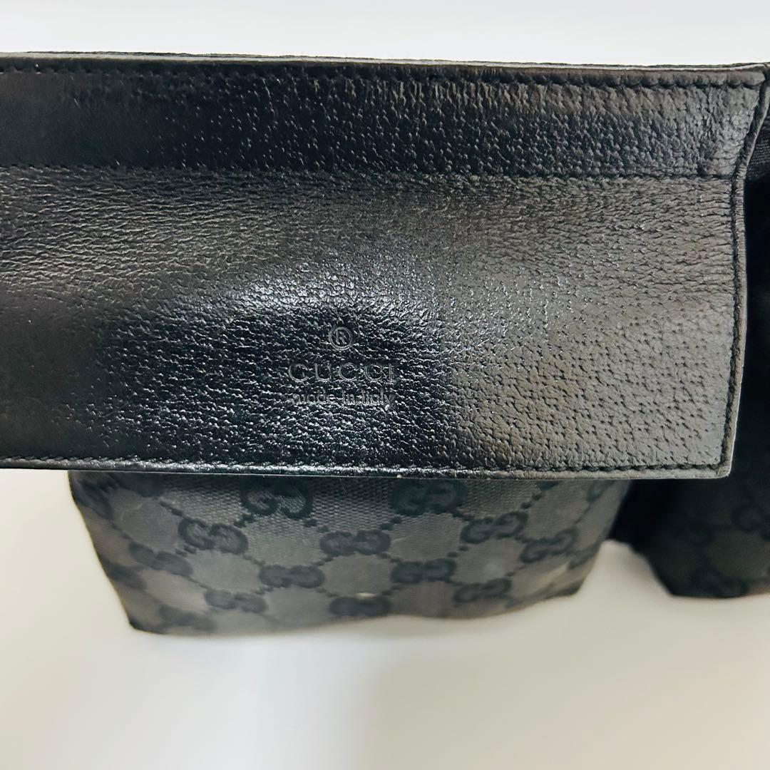 GUCCIグッチ GGキャンバス レザー ボディバッグ ウエストポーチ