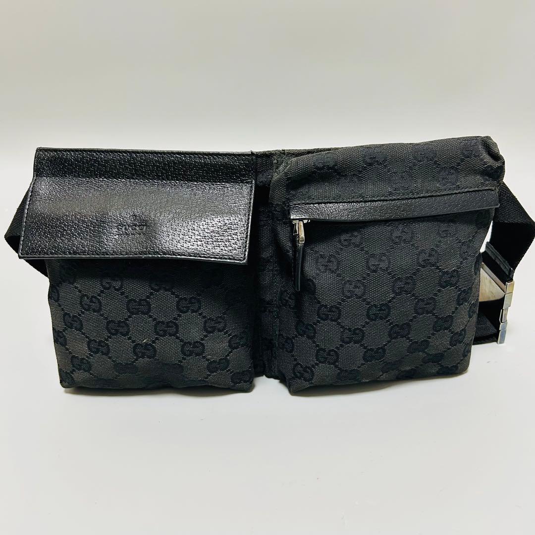 GUCCIグッチ GGキャンバス レザー ボディバッグ ウエストポーチ