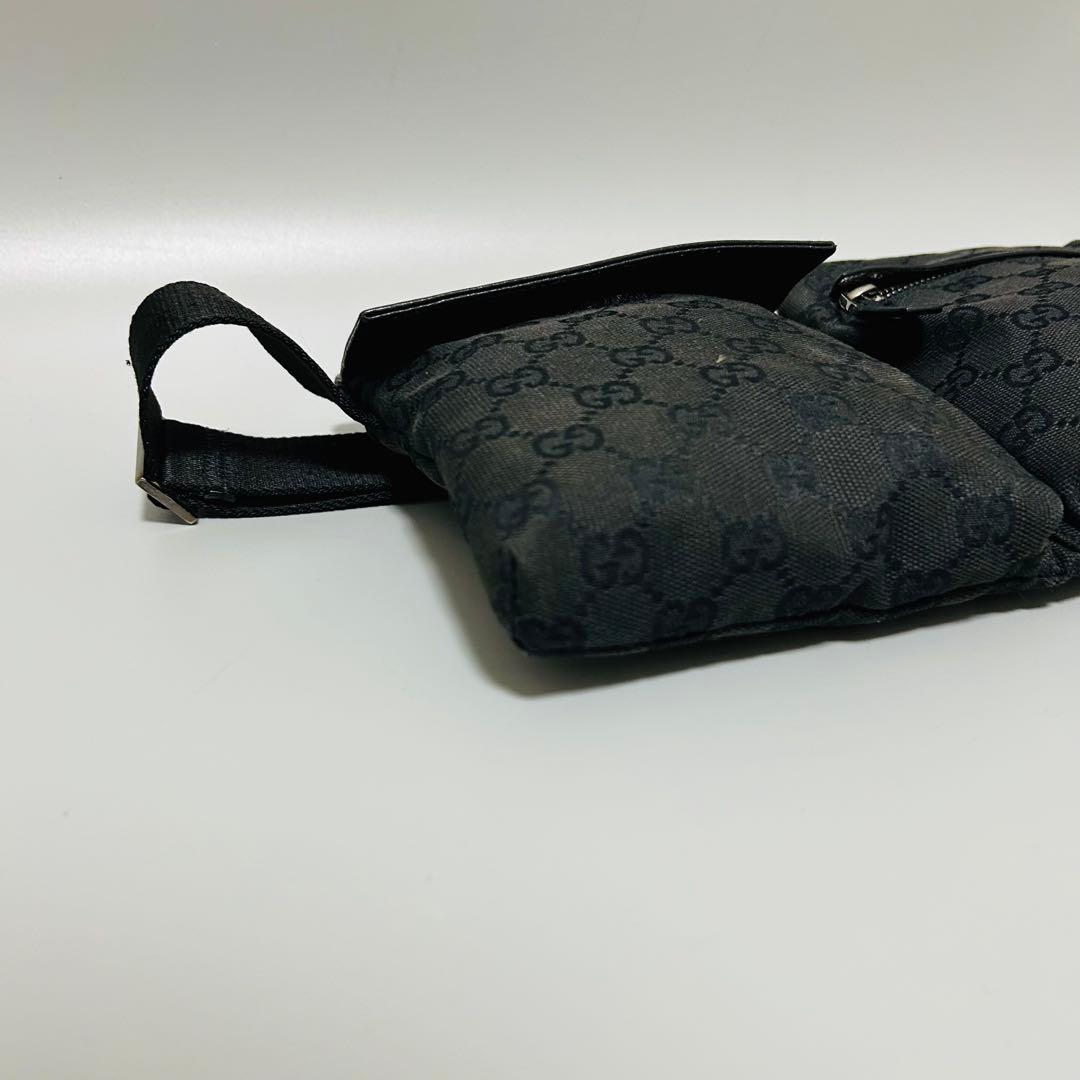 GUCCIグッチ GGキャンバス レザー ボディバッグ ウエストポーチ