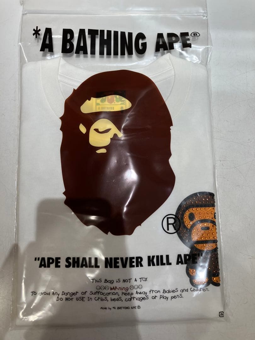 白S SWAROVSKI BABY MILO TEE bape Tシャツ　ラメ