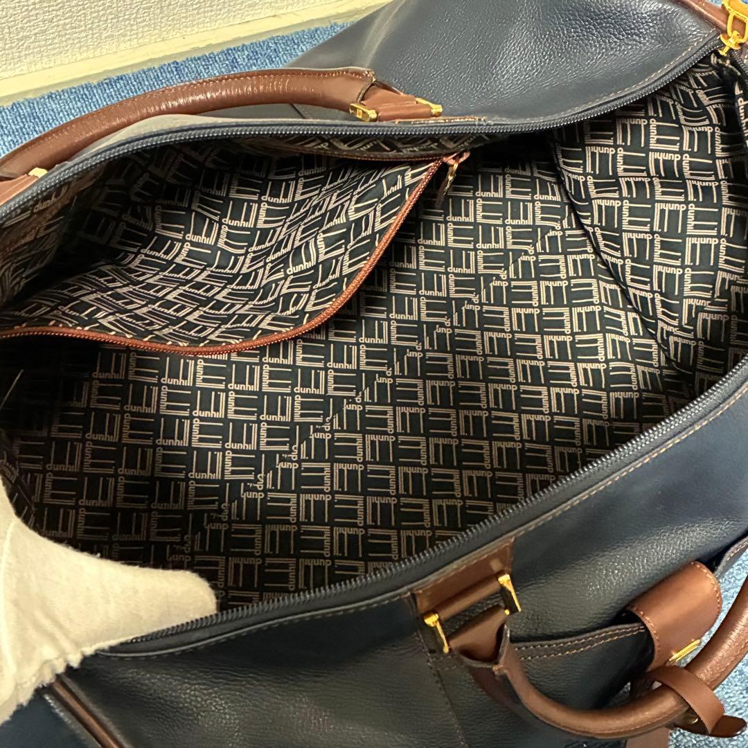美品】ダンヒル dunhill ボストンバッグ　レザー　ネイビー　廃盤　希少