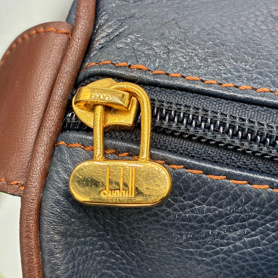 美品】ダンヒル dunhill ボストンバッグ　レザー　ネイビー　廃盤　希少