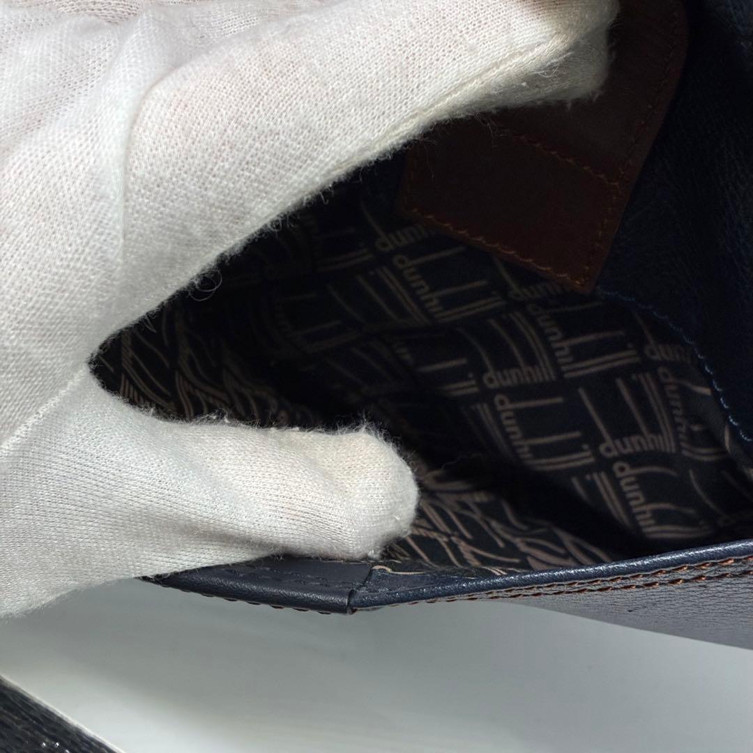 美品】ダンヒル dunhill ボストンバッグ　レザー　ネイビー　廃盤　希少