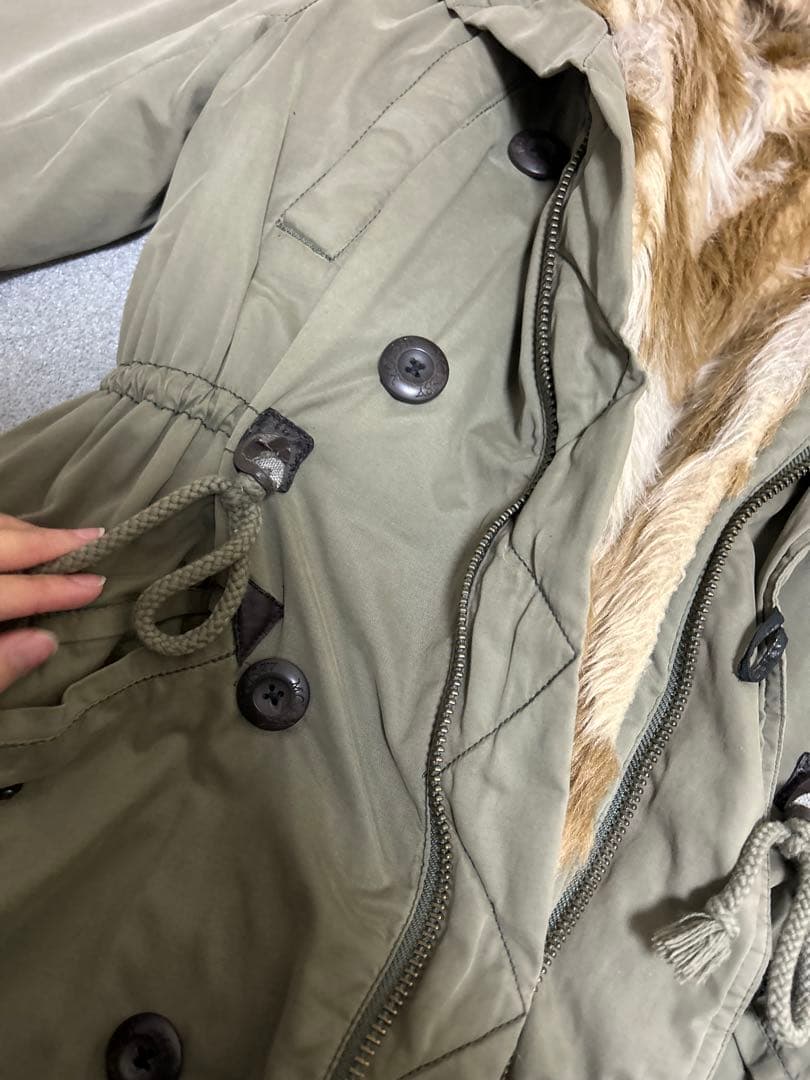 平成ギャル♡moussy ファー モッズコート Y2K デカフード カーキ」