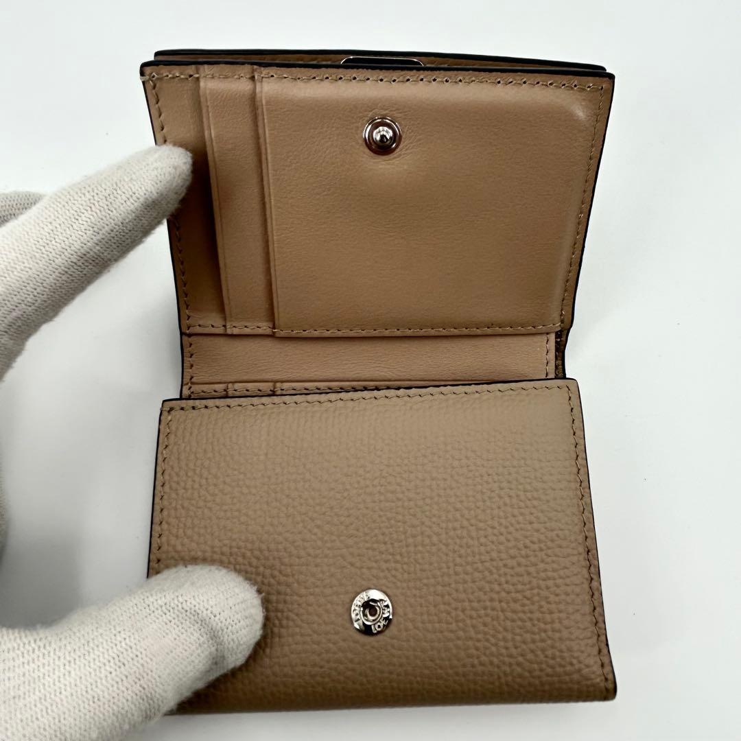極美品✨LOEWE 折り財布 アナグラム トライフォールド レザー ベージュ