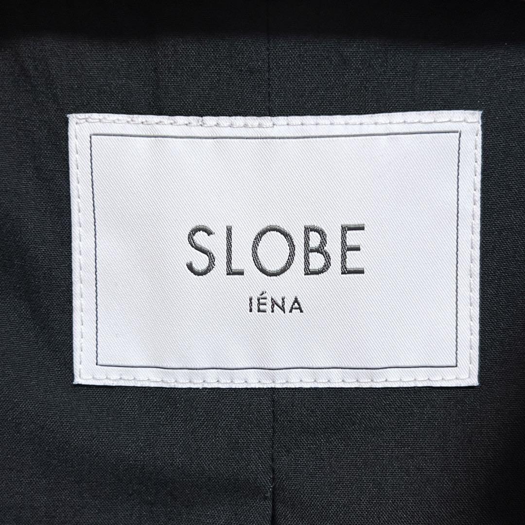 【美品】 スローブイエナ ノーカラー ニュアンス トレンチ コート ブラック