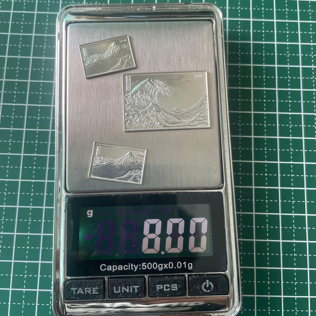 純銀レリーフ プレート ミニ 日本画彫刻3枚セット 8.00g ホールマーク有！