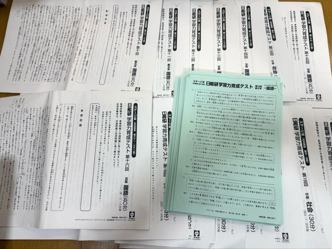 日能研　2024年 5年 前期フルセット 学習力育成テスト春期 夏期 特別テスト