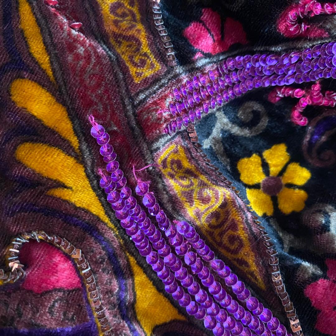よ*し様 ETRO エトロ ストール ショール ファー ビジュー シルク フォッ