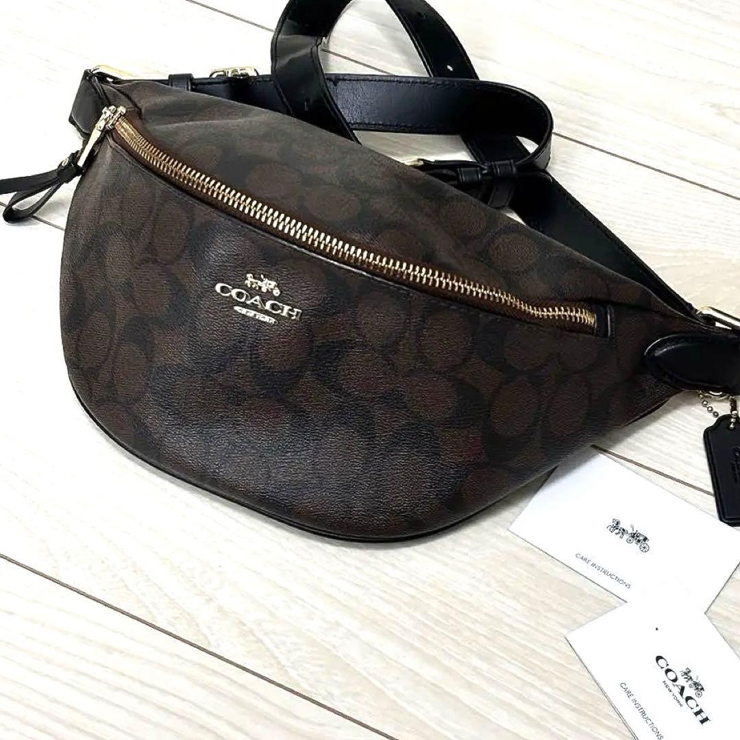 COACH コーチ ボディバッグ シグネチャー ブラウン F48740