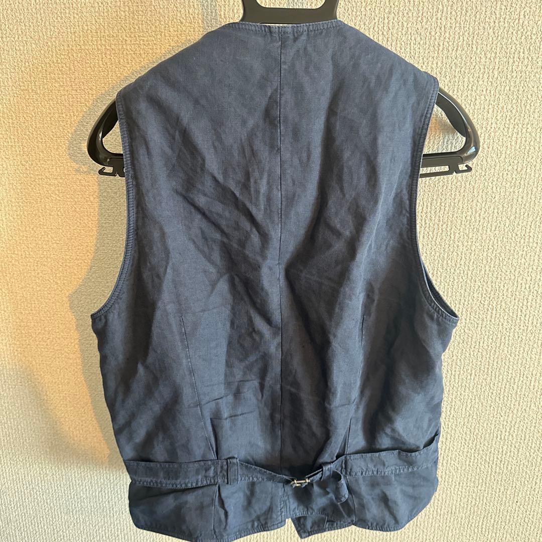 LARDINI ダークブルー リネン ベスト