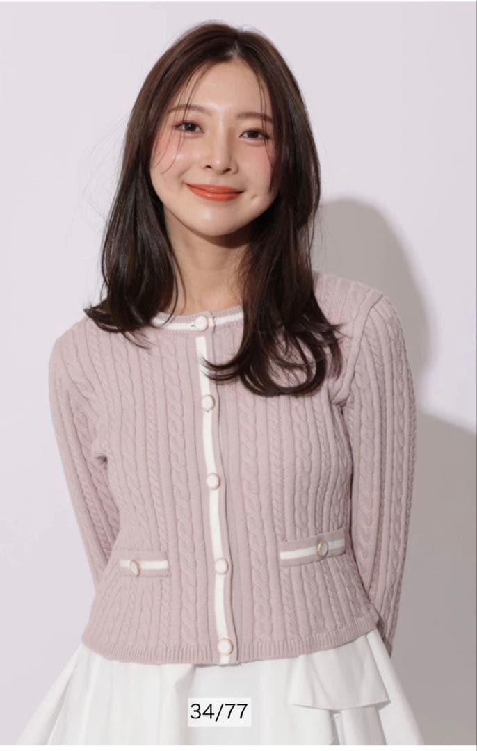 新品、タグ付き❣️アプ　配色ケーブルティアードアンサンブル