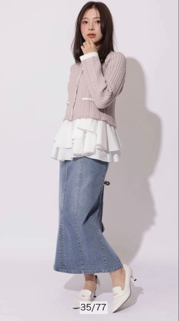 新品、タグ付き❣️アプ　配色ケーブルティアードアンサンブル