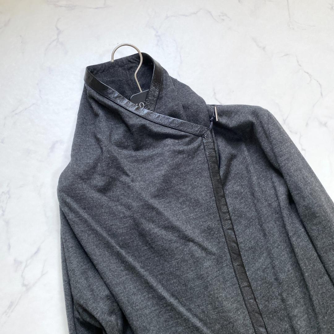 美品✨ヘルムートラング レザーパイピング ドレープ カーディガン XS