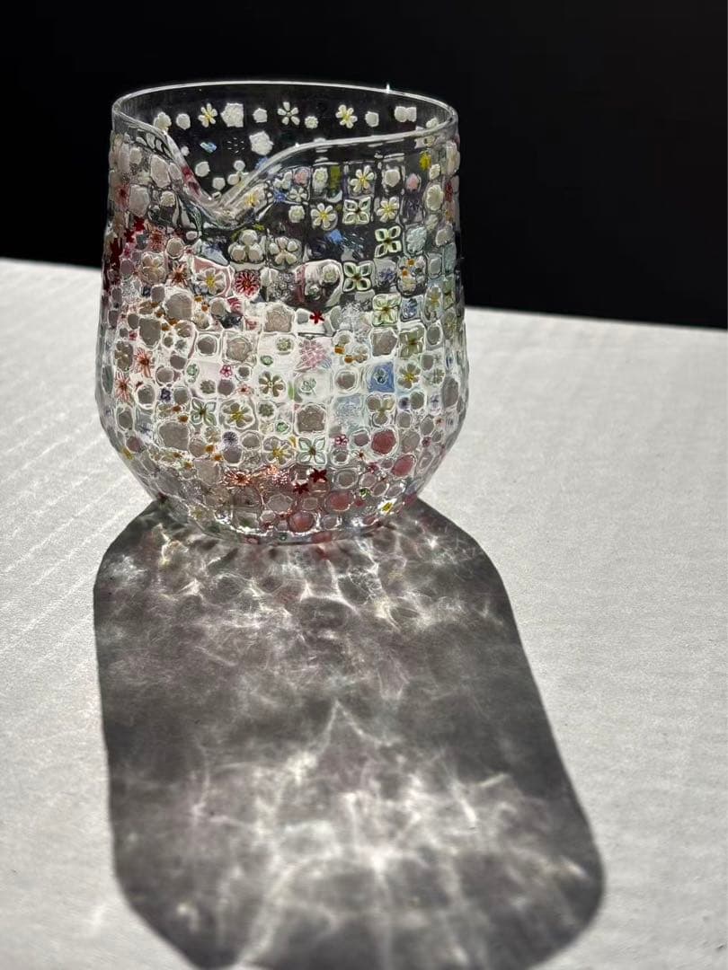 江波冨士子さん グラス 花の庭片口　新品 専用箱付き