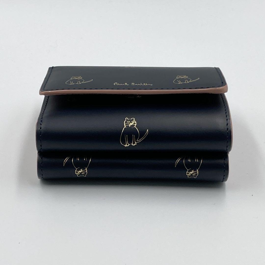 【新品】Paul Smith ポールスミス キャット がま口 三つ折り財布 濃紺