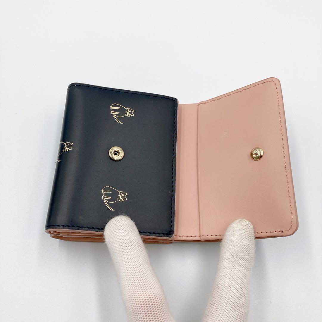 【新品】Paul Smith ポールスミス キャット がま口 三つ折り財布 濃紺