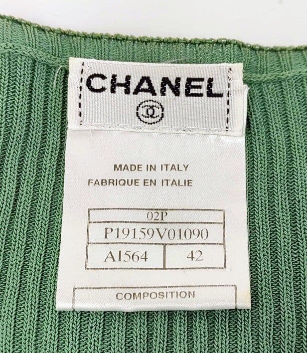 CHANEL 美品グリーン 半袖カーディガン サイズ42（M）