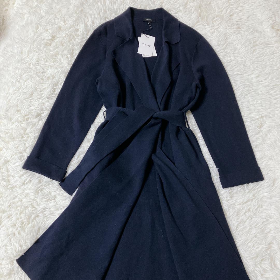 【新品タグ付き】theory 春服 カシミヤ混 ベルト付 ネイビー S