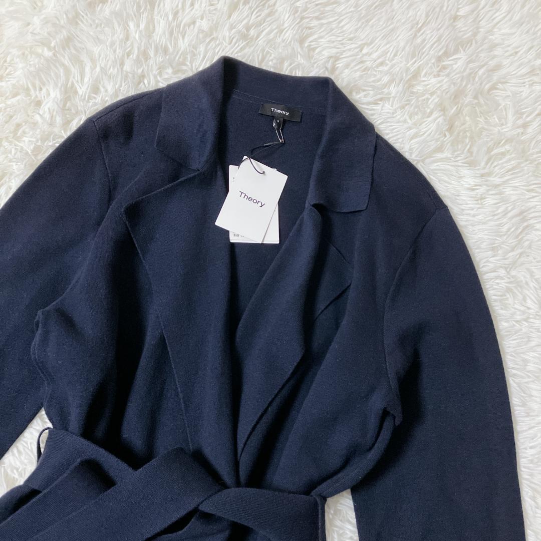 【新品タグ付き】theory 春服 カシミヤ混 ベルト付 ネイビー S