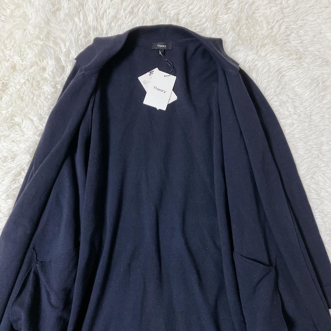 【新品タグ付き】theory 春服 カシミヤ混 ベルト付 ネイビー S