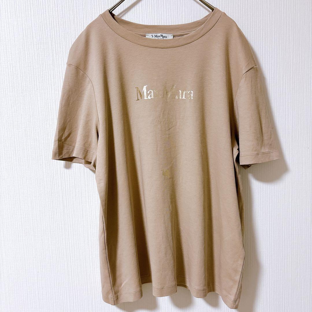 S MaxMara The Cube Tシャツ 半袖　ロゴ　キャメル　ロゴ入り