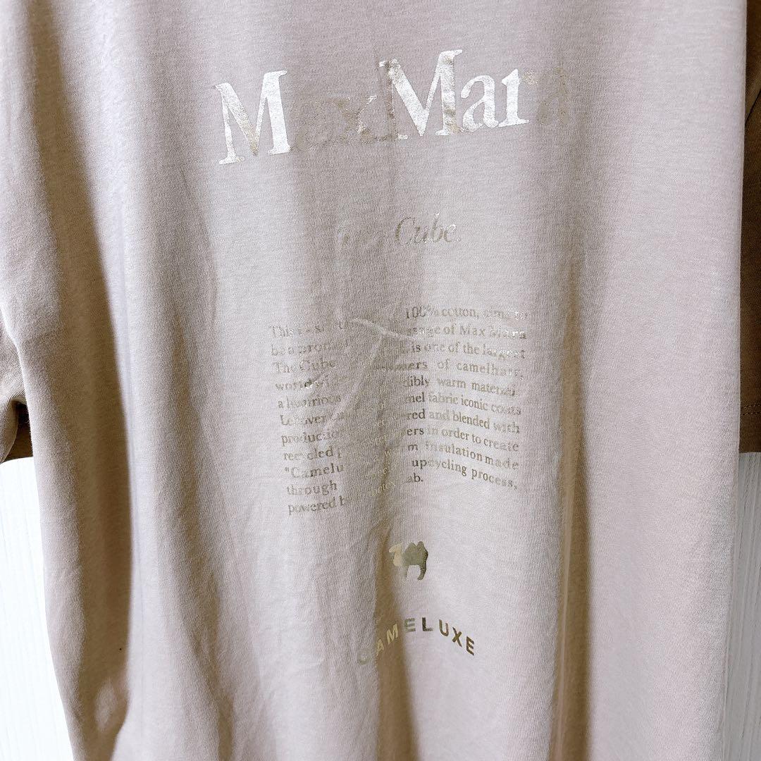 S MaxMara The Cube Tシャツ 半袖　ロゴ　キャメル　ロゴ入り