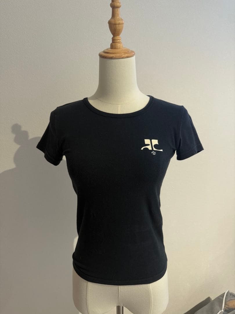 courrèges 21 クレージュ Tシャツ 黒 ラメ 半袖