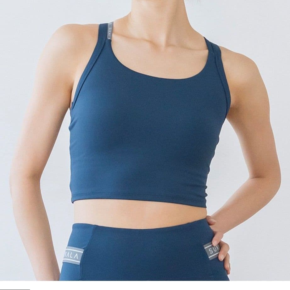 【新品未使用】SUKALA ベーシッククロスロゴブラトップ ネイビーブルー S
