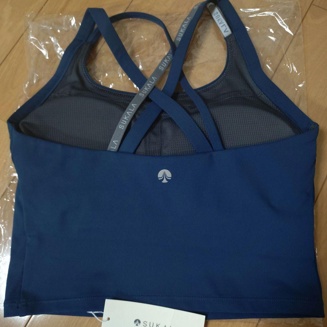 【新品未使用】SUKALA ベーシッククロスロゴブラトップ ネイビーブルー S