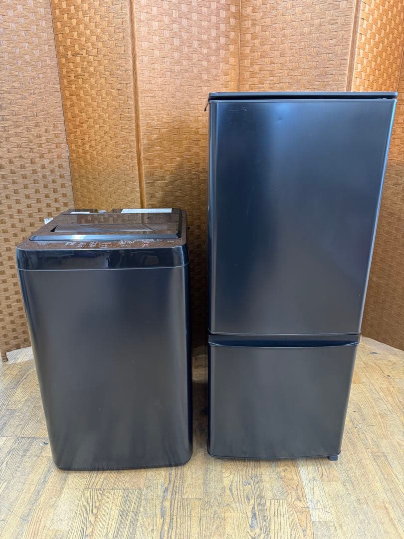 J007 一人暮らし家電セット　冷蔵庫　洗濯機　黒色セット　保証付き