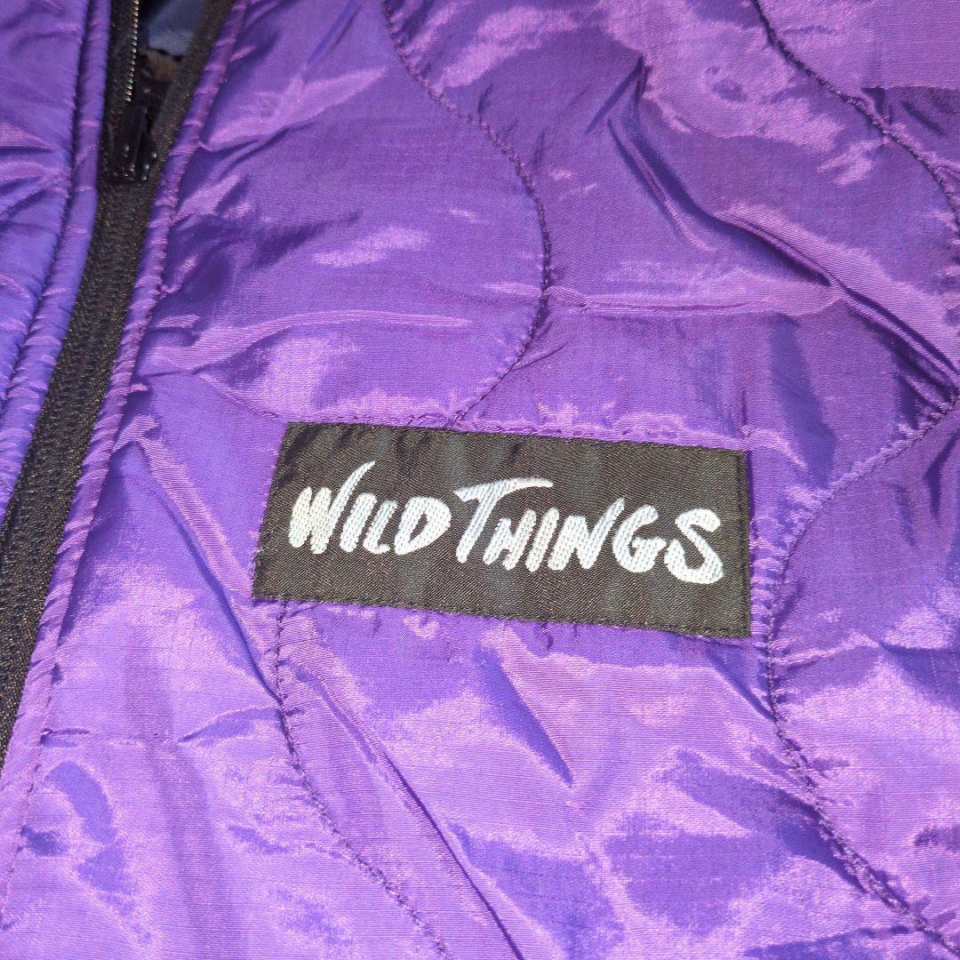 ワイルドシングス　WILD THINGS フード付ベスト 紺✕紫　S　古着