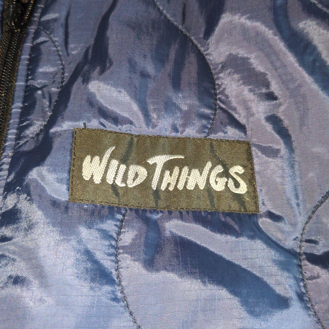 ワイルドシングス　WILD THINGS フード付ベスト 紺✕紫　S　古着