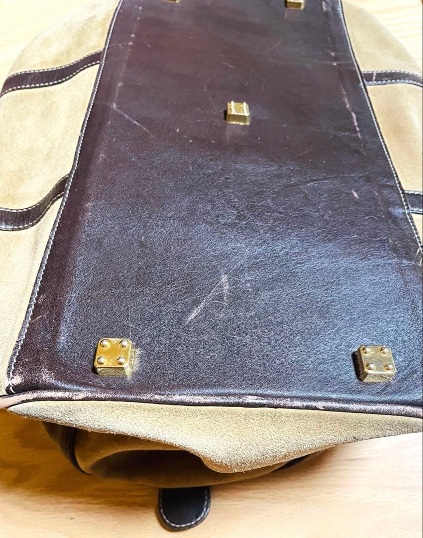 希少 LOEWE ヴィンテージ ロエベ ボストンバッグ 大容量 スエード レザー