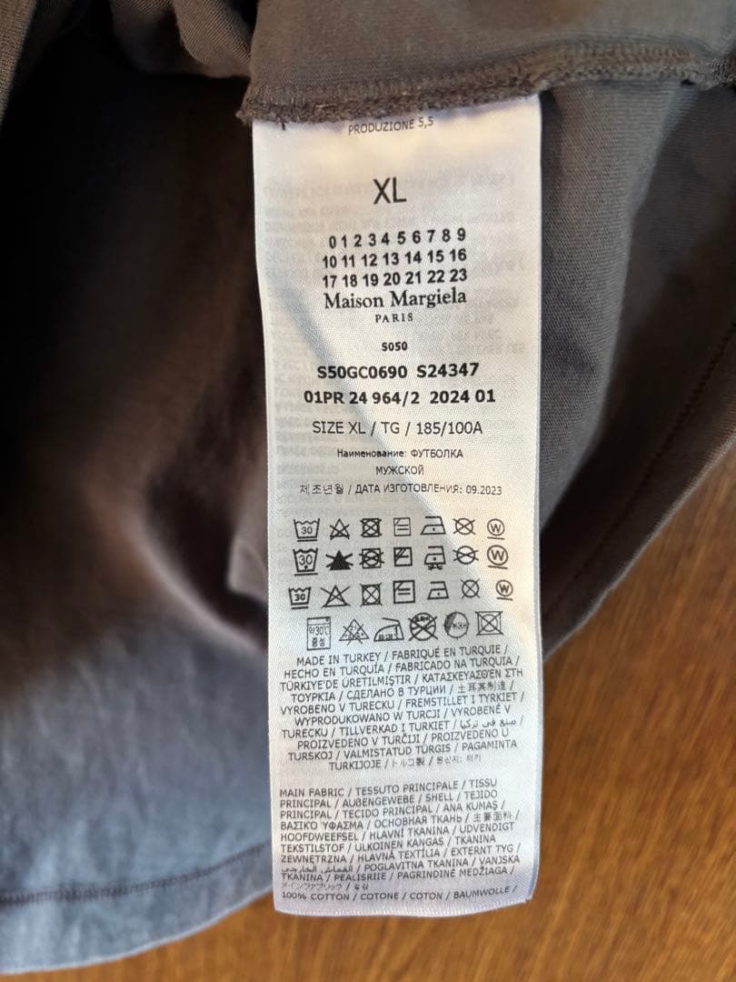 り*様 マルジェラ　無地Ｔシャツ　チャコールグレー　サイズＸＬ