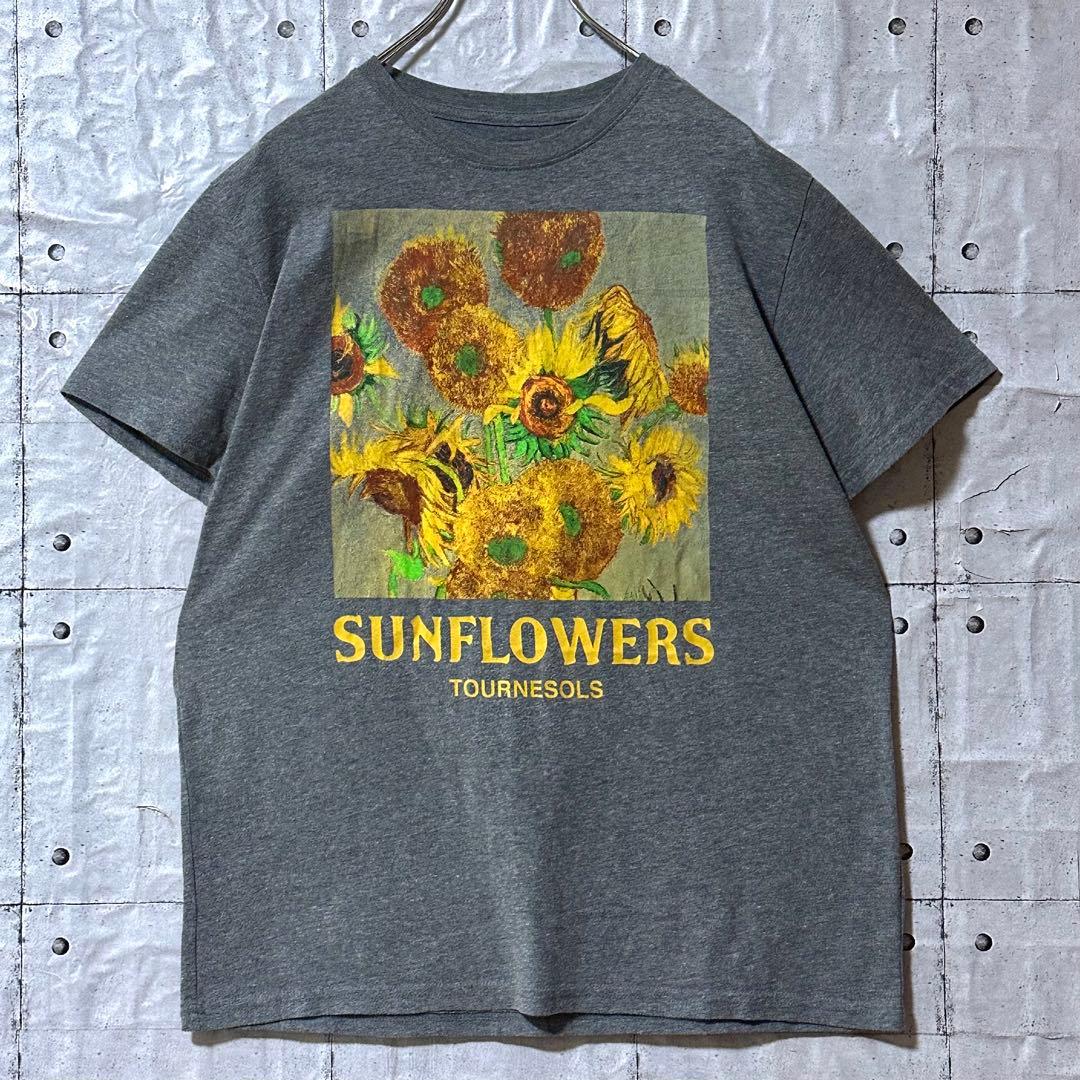 古着 90s Tシャツ ひまわり サンフラワー L ヴィンテージ アート 激レア