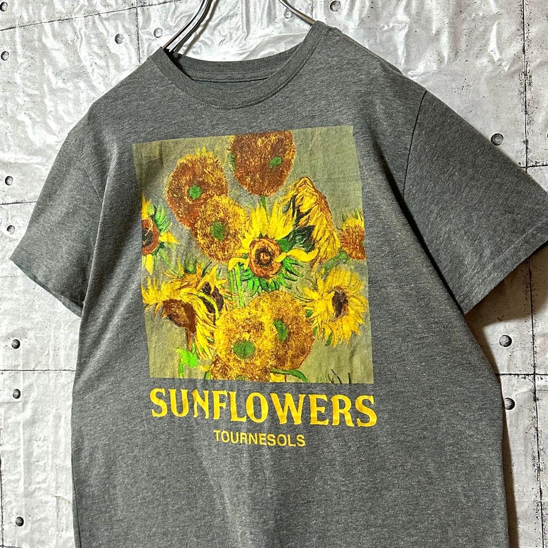 古着 90s Tシャツ ひまわり サンフラワー L ヴィンテージ アート 激レア