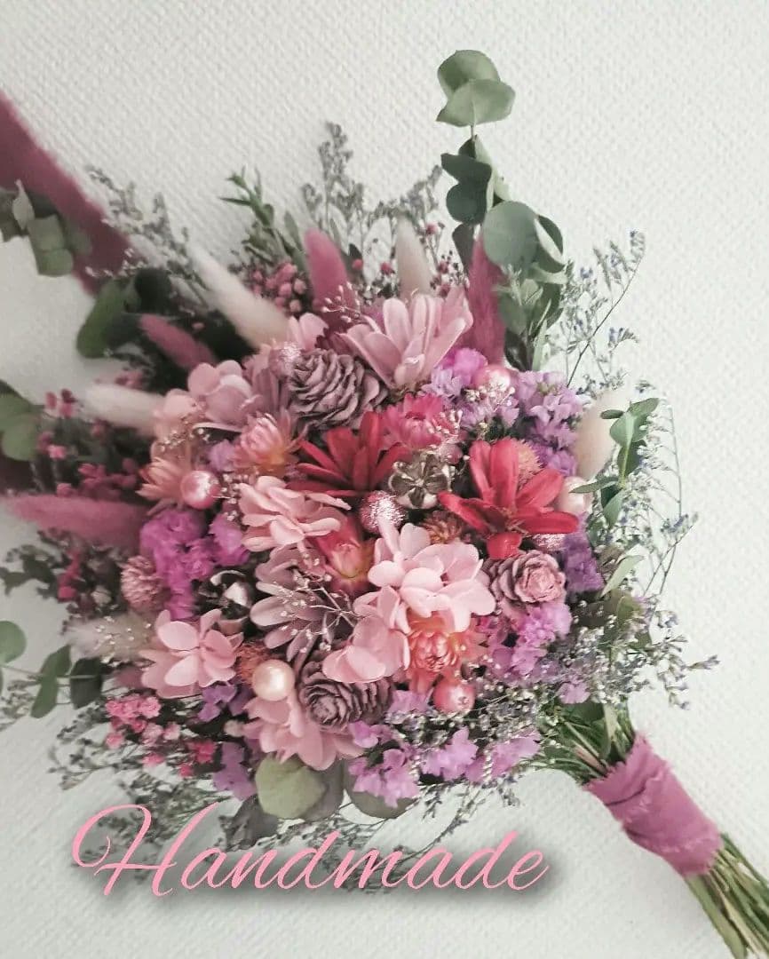 ♡mocoページ♡ドライフラワースワッグbule&pink♡