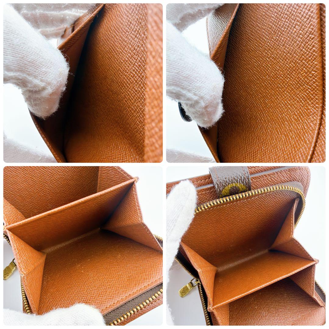 【美品】ルイヴィトン モノグラム コンパクトジップ ブラウン 二つ折り財布