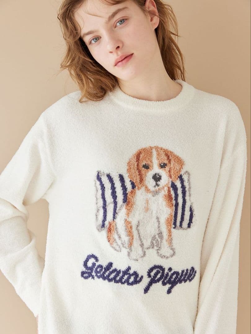エアリーモコプレイフルDOGジャガードプルオーバー&ボーダーロングパンツセット