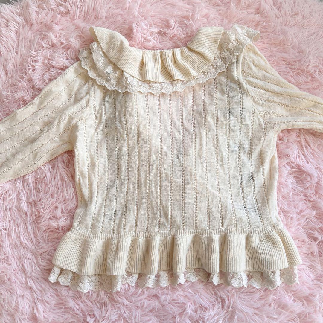 美品　axesfemme レースアップフリルカーディガン　アイボリー　M 激レア