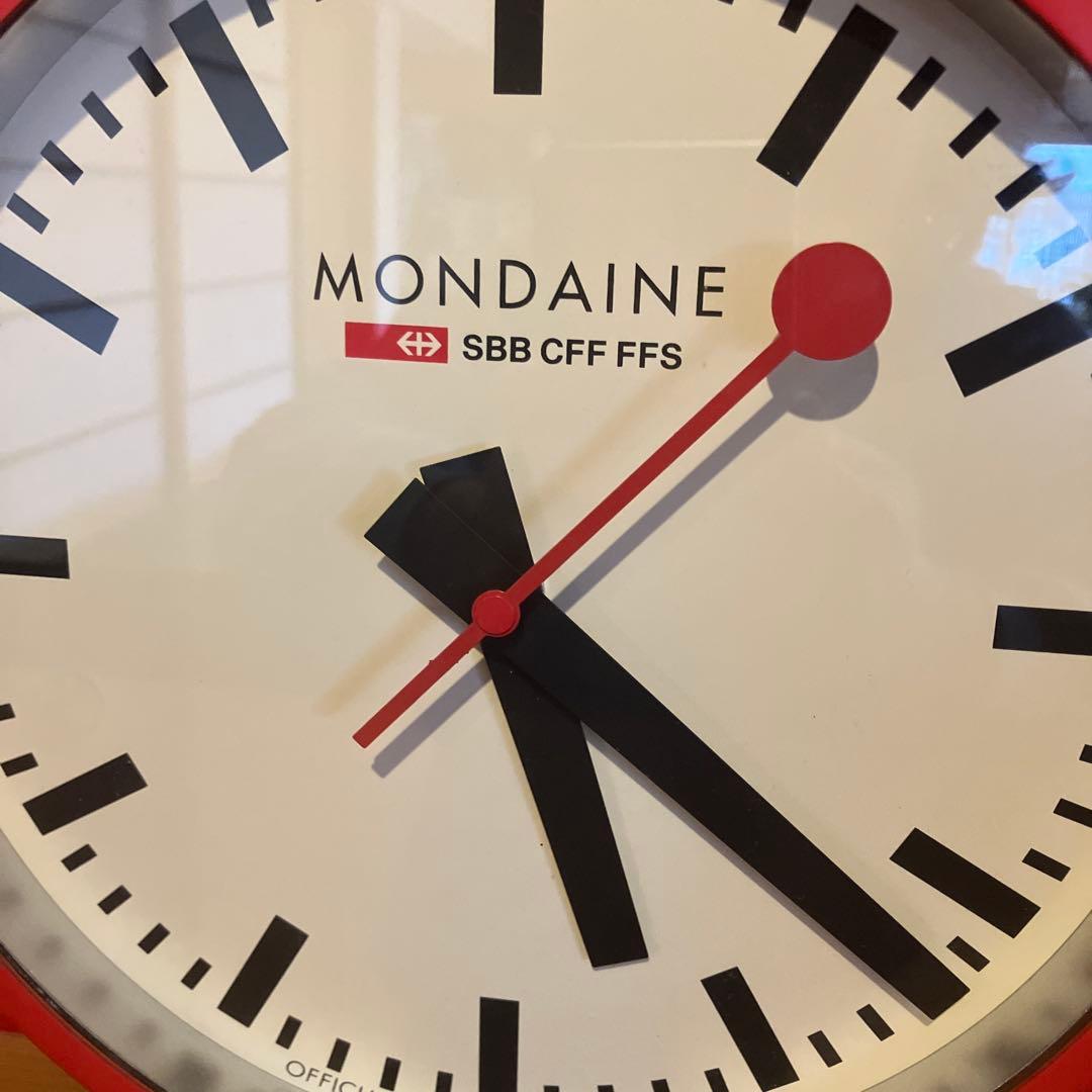 モンディーンMONDAINE掛時計レッド　ミッドセンチュリーステーションクロック