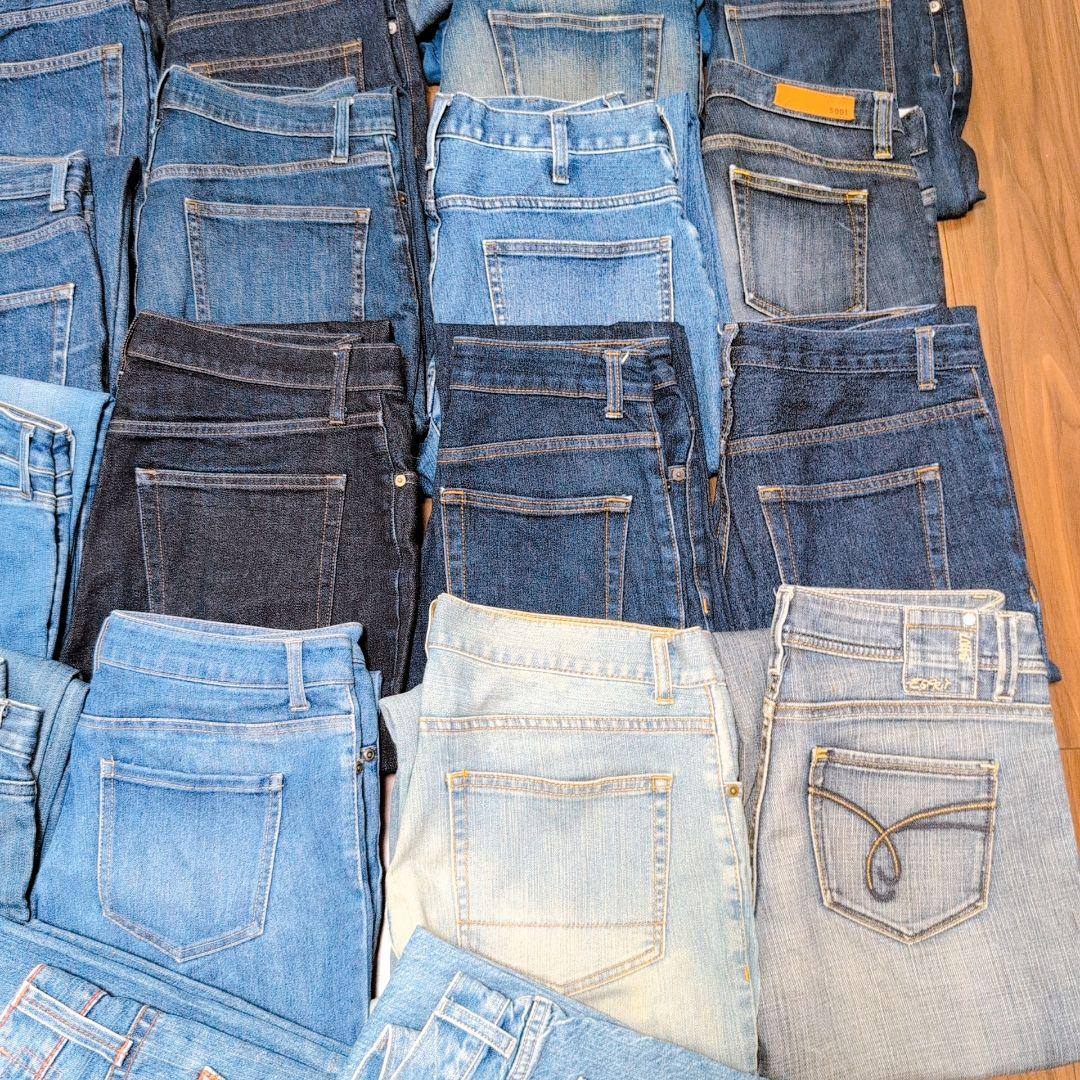 デニムパンツ まとめ売り40本 リメイク素材 ハンドメイド リペア生地 はぎれ
