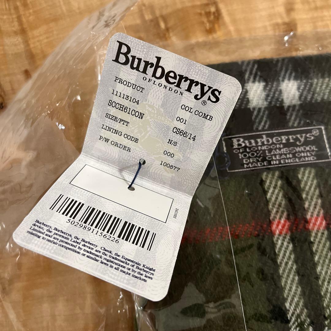 【新品未使用】Burberrys マフラー 100%ラムウール(グリーン系)