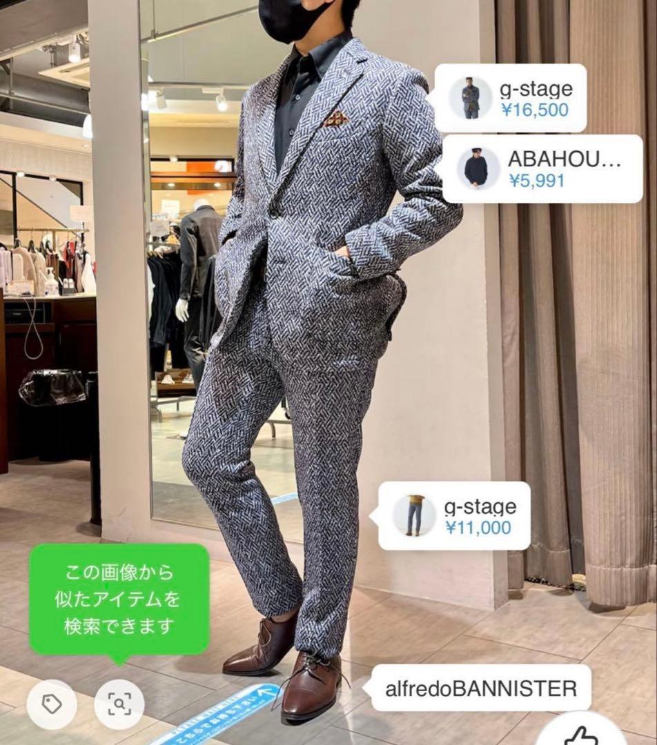 美品 g-stage ジオメトリックプリント 冬の外出・会食向け（シック）