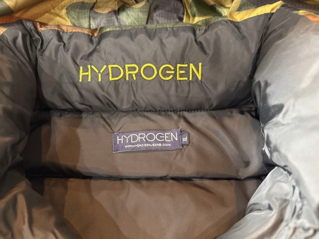 柳*川様 HYDROGEN 迷彩 フード付きダウンベスト XL メンズ